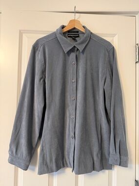 Vintage Norton McNaughton Suede-Look Button Front Shirt Jacket - Slate Blue